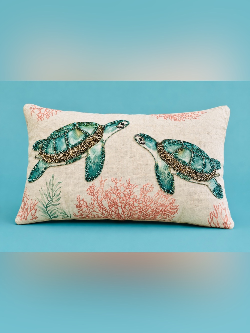 Coastal Beaded Turtle 🐢 Pillow